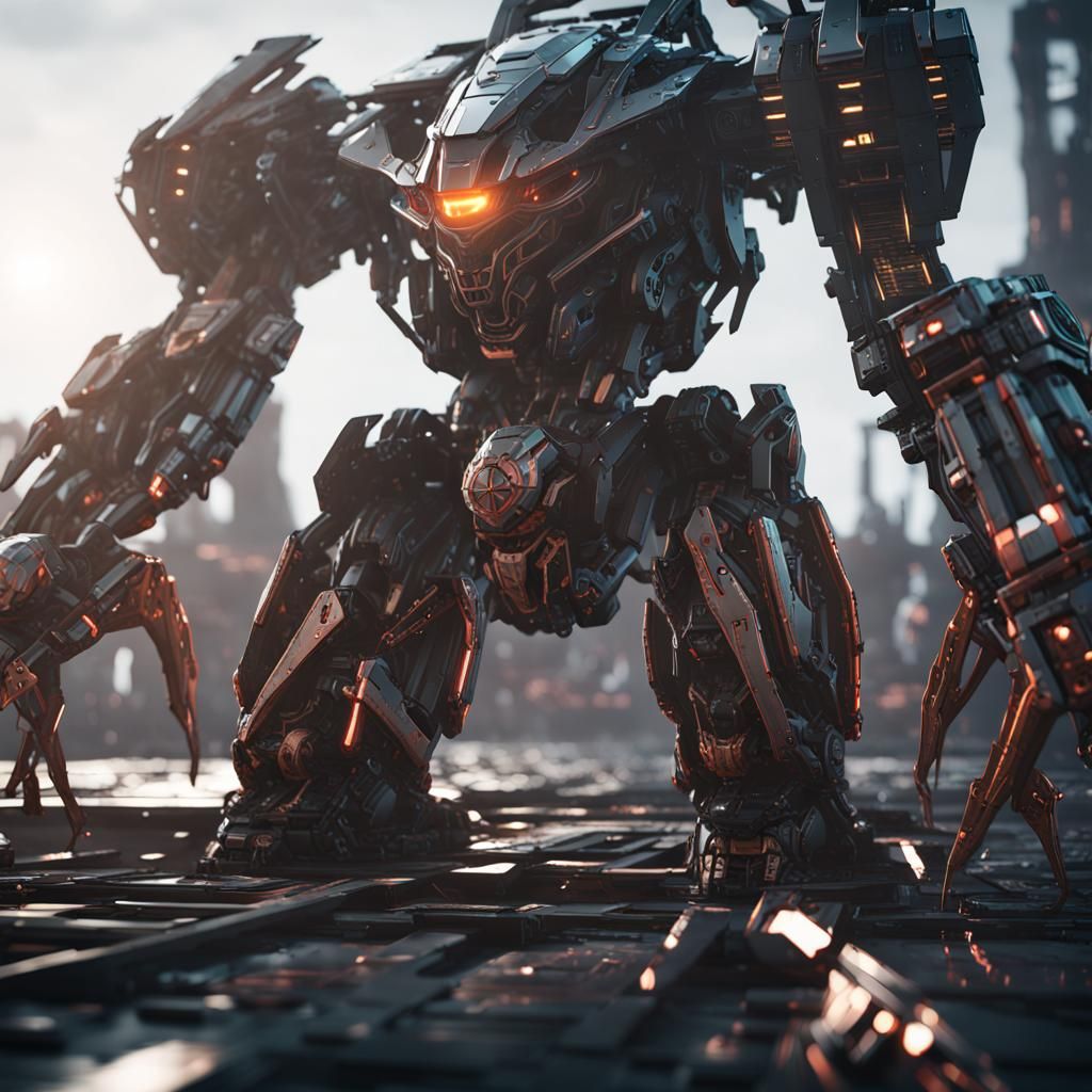 Futuristic Sci-Fi Mech Warrior in 8K