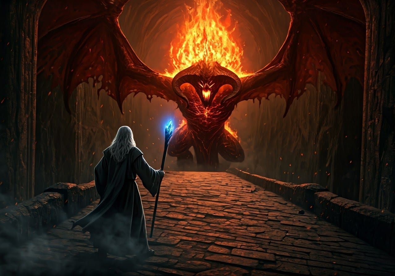 Epic Battle of Gandalf vs Balrog at Khazad-dûm in Cinematic ...