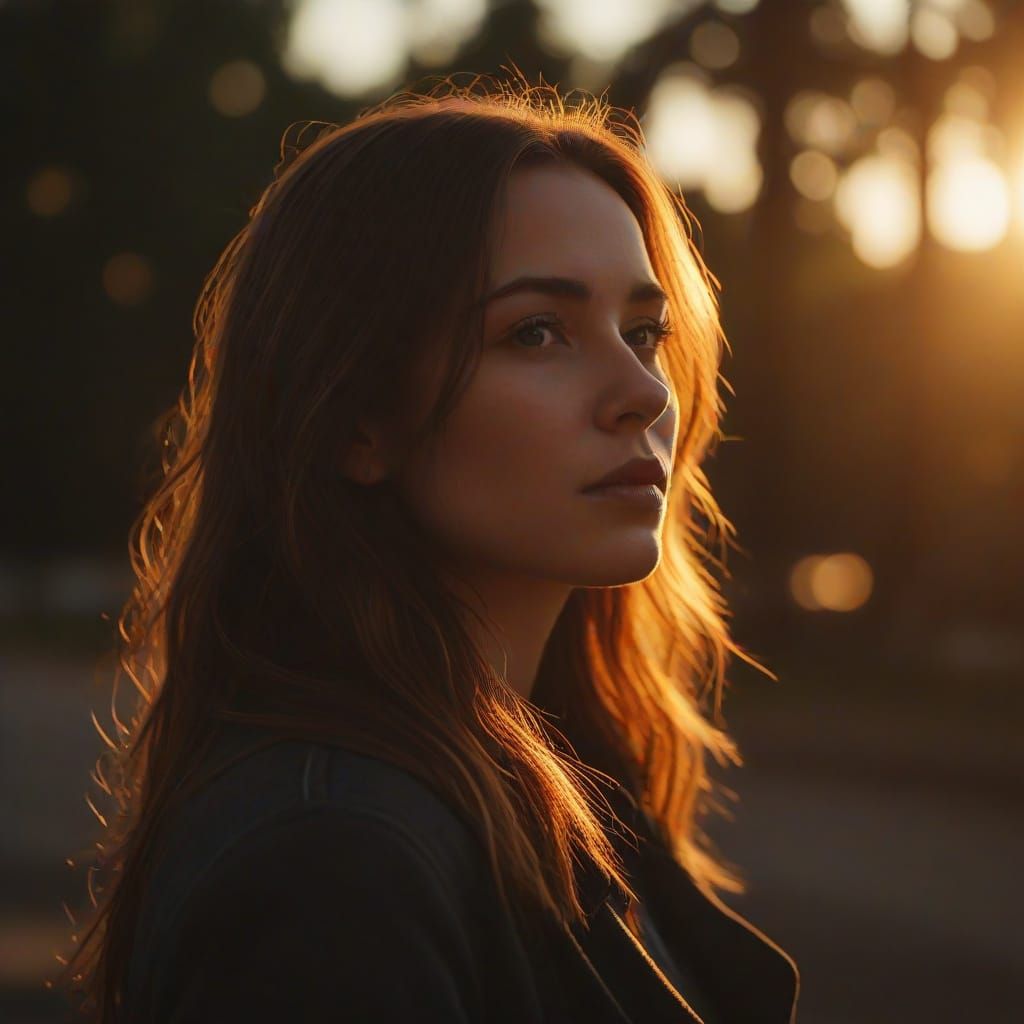 Golden Hour Woman: Cinematic Film Still