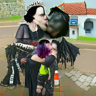 Goth Woman Kissed: An AI-Generated Image