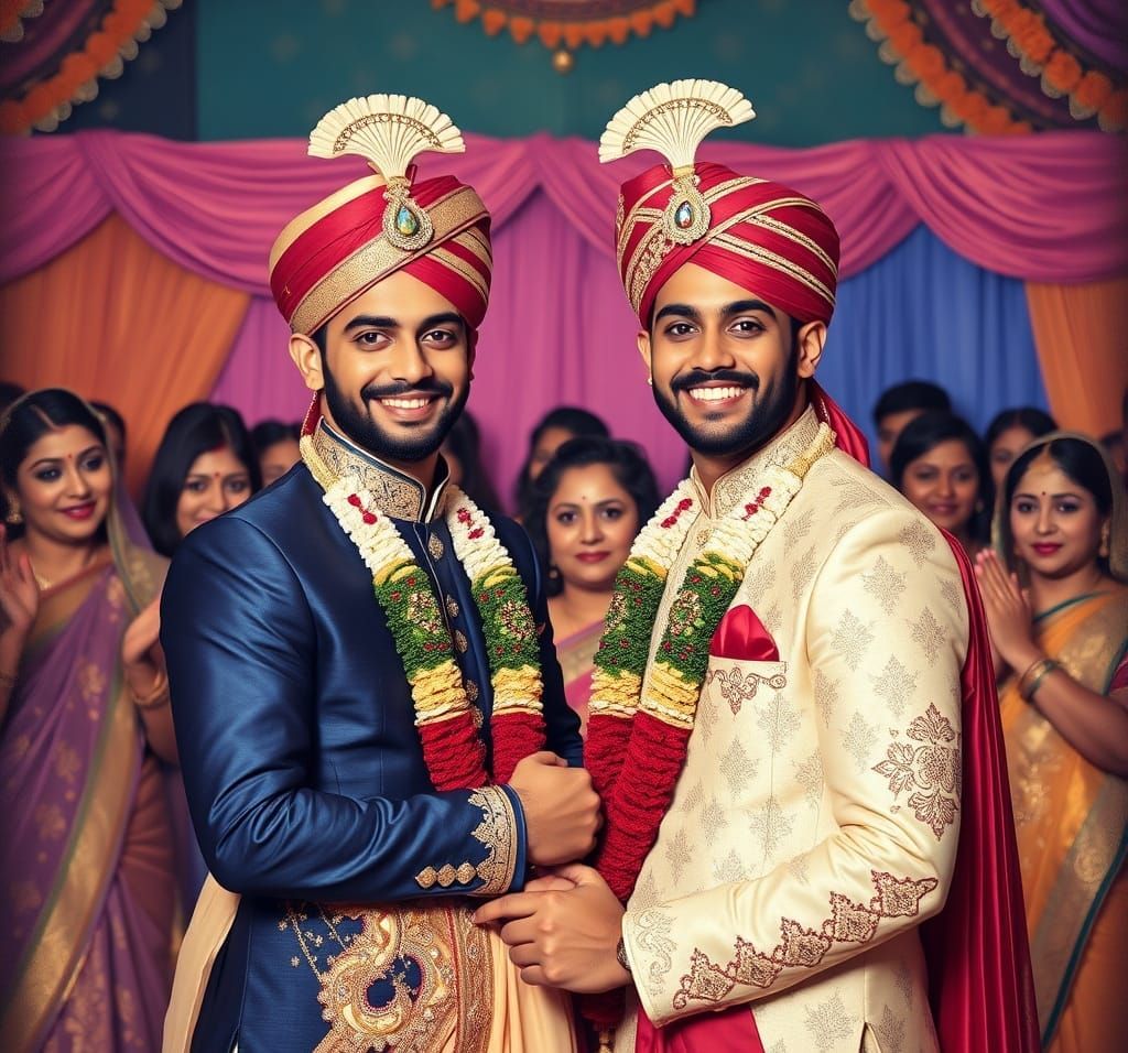 Gay Indian Wedding with Handsome Grooms