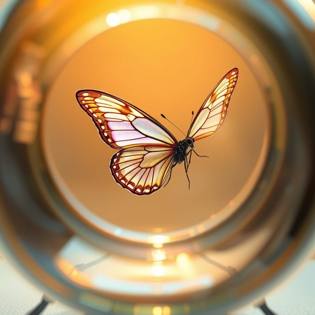 Butterfly in Bottle: Ethereal Digital Illustration