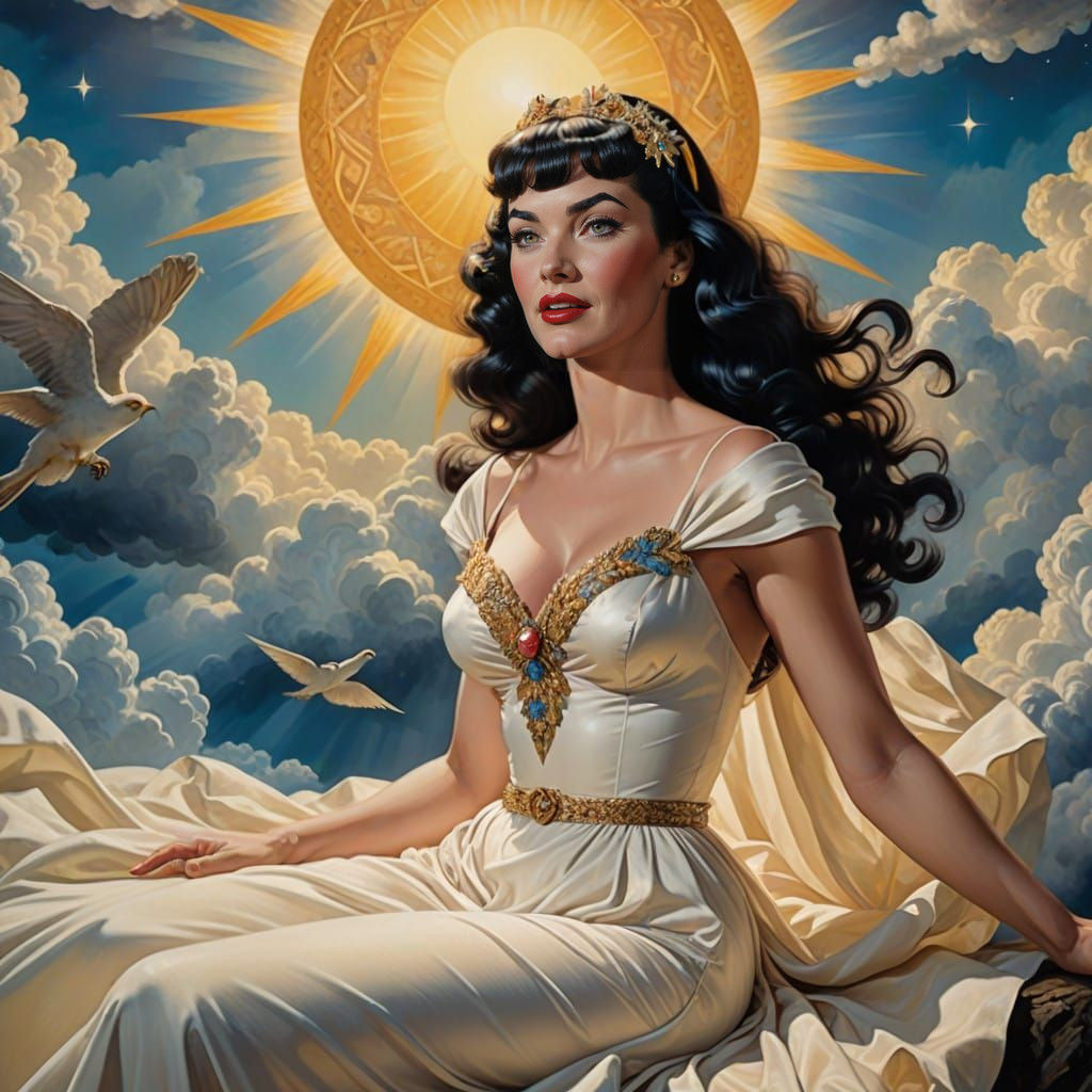 Vintage Glamour Pinup Angel in Cinematic Film Still