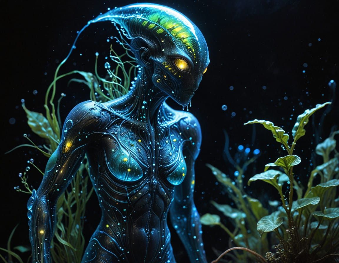 Stunning Ethereal Water Alien in a Utopian Space World
