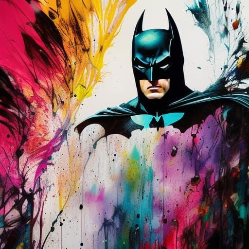Colorful Ink Splash Batman in 3D