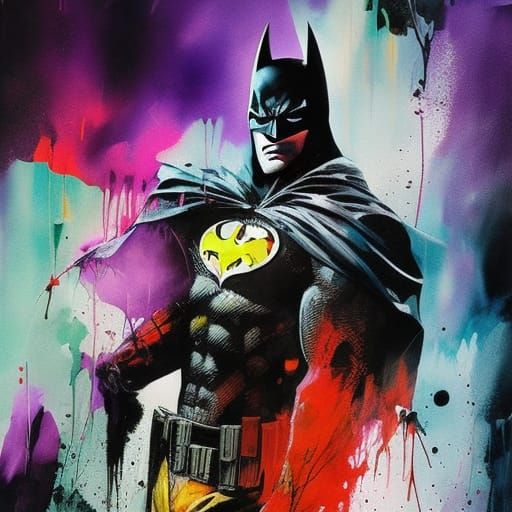 Colorful Ink Splash Batman in 3D