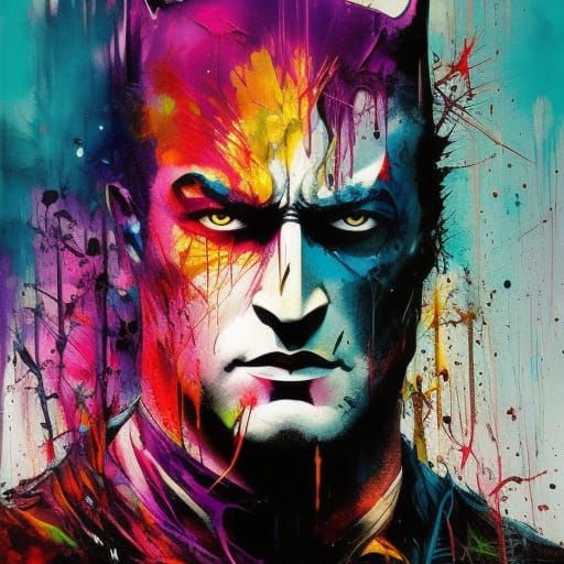 Colorful Ink Splash Batman in 3D