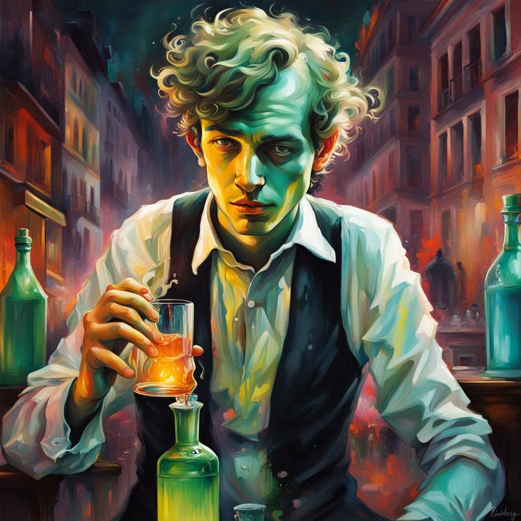 Drunk Symbolist Poet in Graffiti Art Style