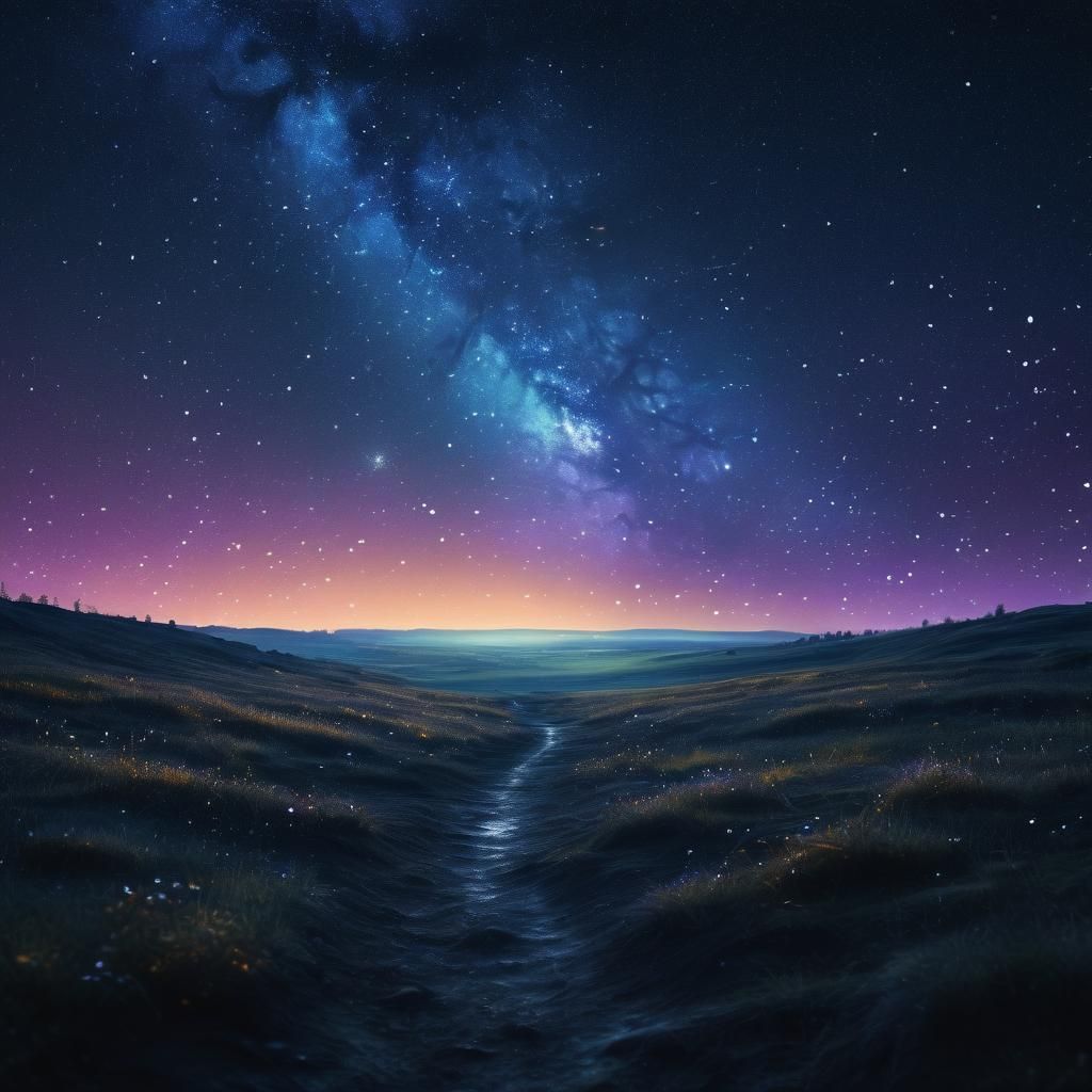 Distant Galaxy with Glowing Stars in Atmospheric Style