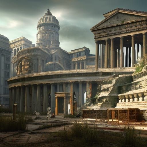 Abandoned Roman Time Capsule in Detailed Matte Painting