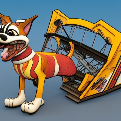 Cartoon Dogs Demolition Derby in Comic Book Style