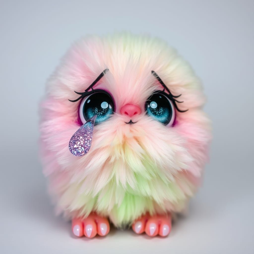 Sparkly Pastel Fluffy with Sad Eyes