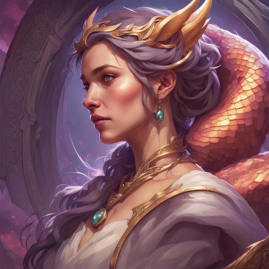 Amethyst Dragon Concept Art in Art Nouveau Style