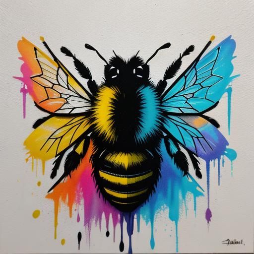 Graffiti Bee in Splash Art Style