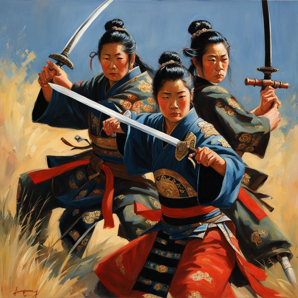 Shogun Sword Master in Oil Painting Style