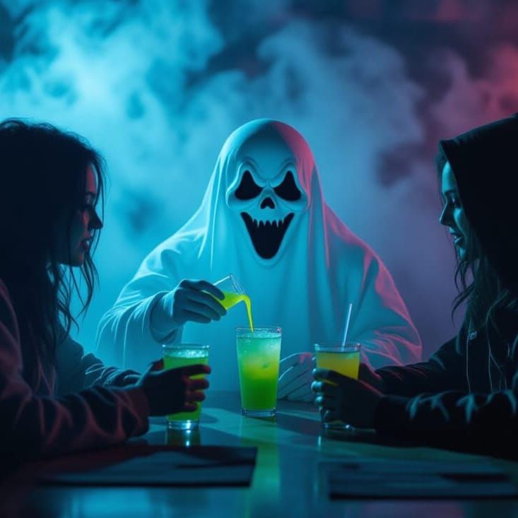 Ghost Sipping Ecto Cooler with Friends