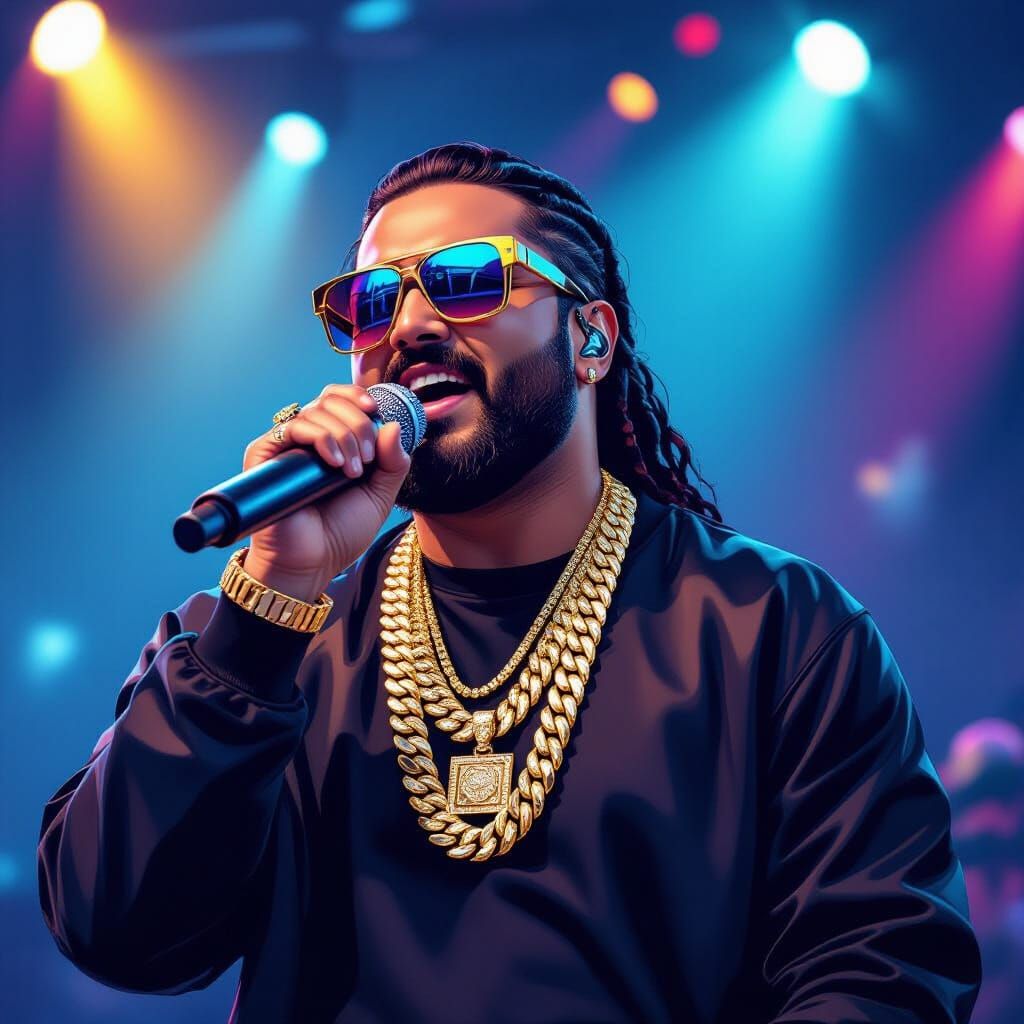 Honey Singh Performance in a Digital Art Style