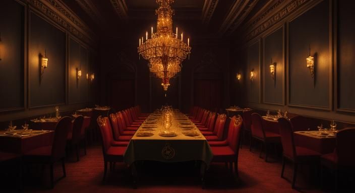 Ghostly Diners in a Surreal Salvador Dali Dining Hall