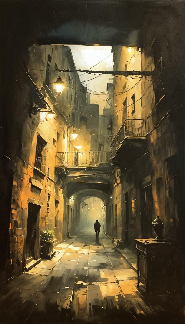 Noir Night Painting: Secrets and Danger