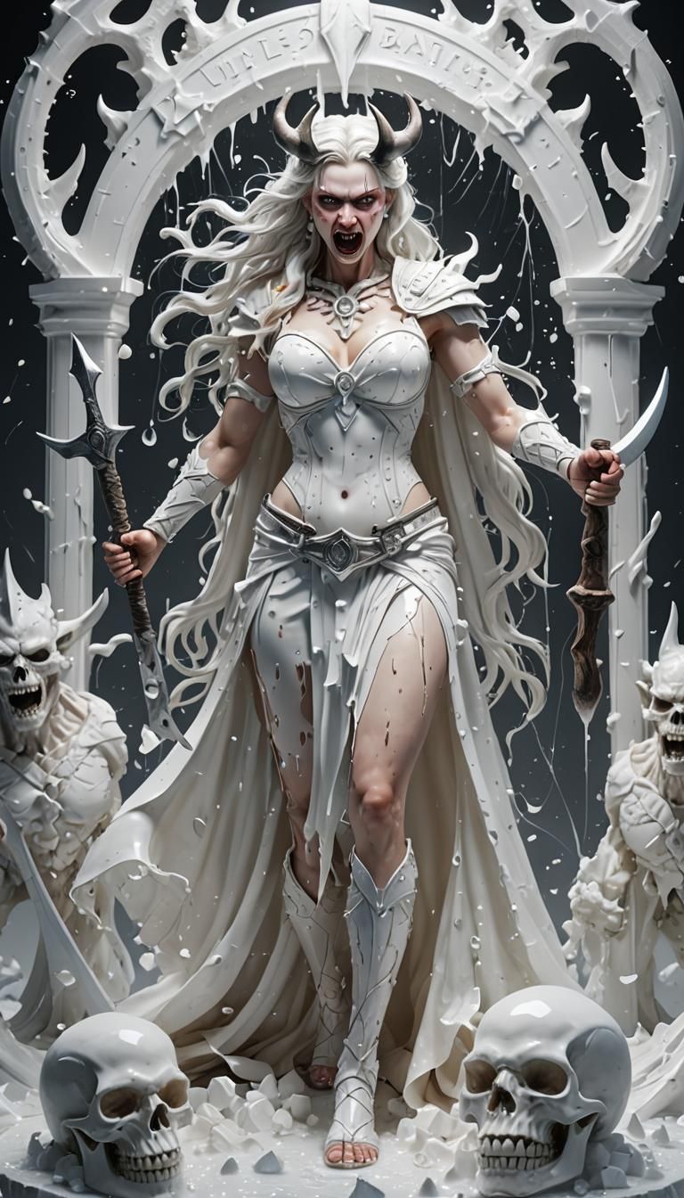 Wrathful Milk Goddess with Crystal Axe, Hyperrealistic Art