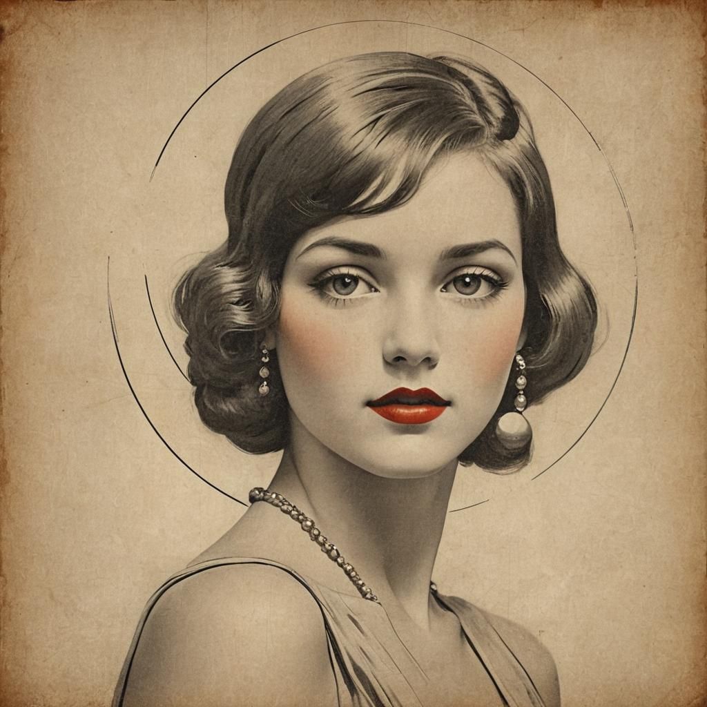 Elegant Woman in Bauhaus and Art Deco Style