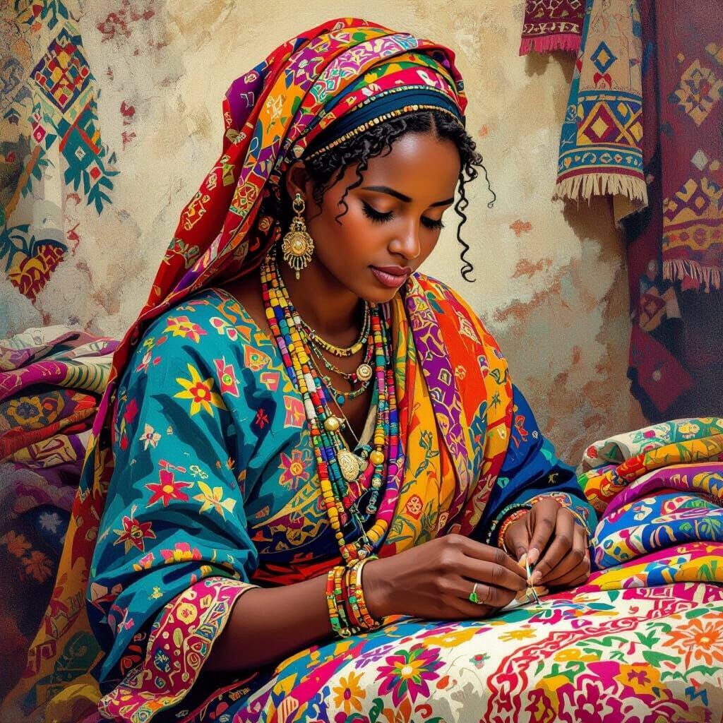 Ethiopian Seamstress in Traditional Dress