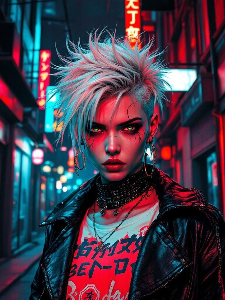 Cyberpunk Punk Figure in Gritty Urban Alley