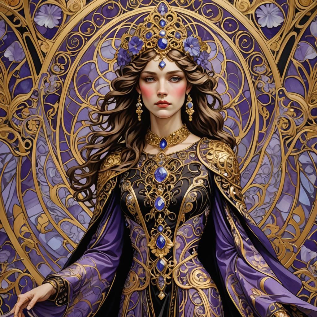 Art Nouveau Empress in High Fashion Runway Style