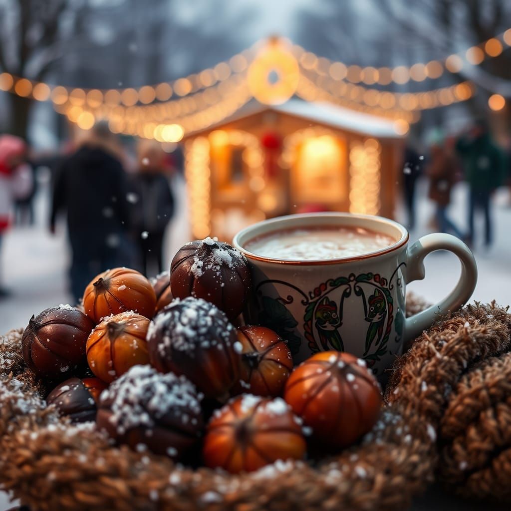 Roasted Chestnuts and Hot Chocolate at Winter Festival