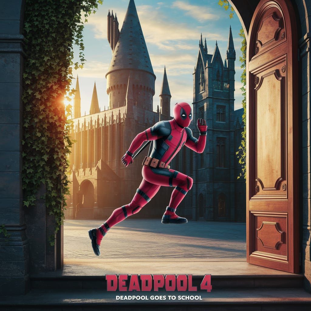 Deadpool Goes to School: Vibrant Digital Movie Poster