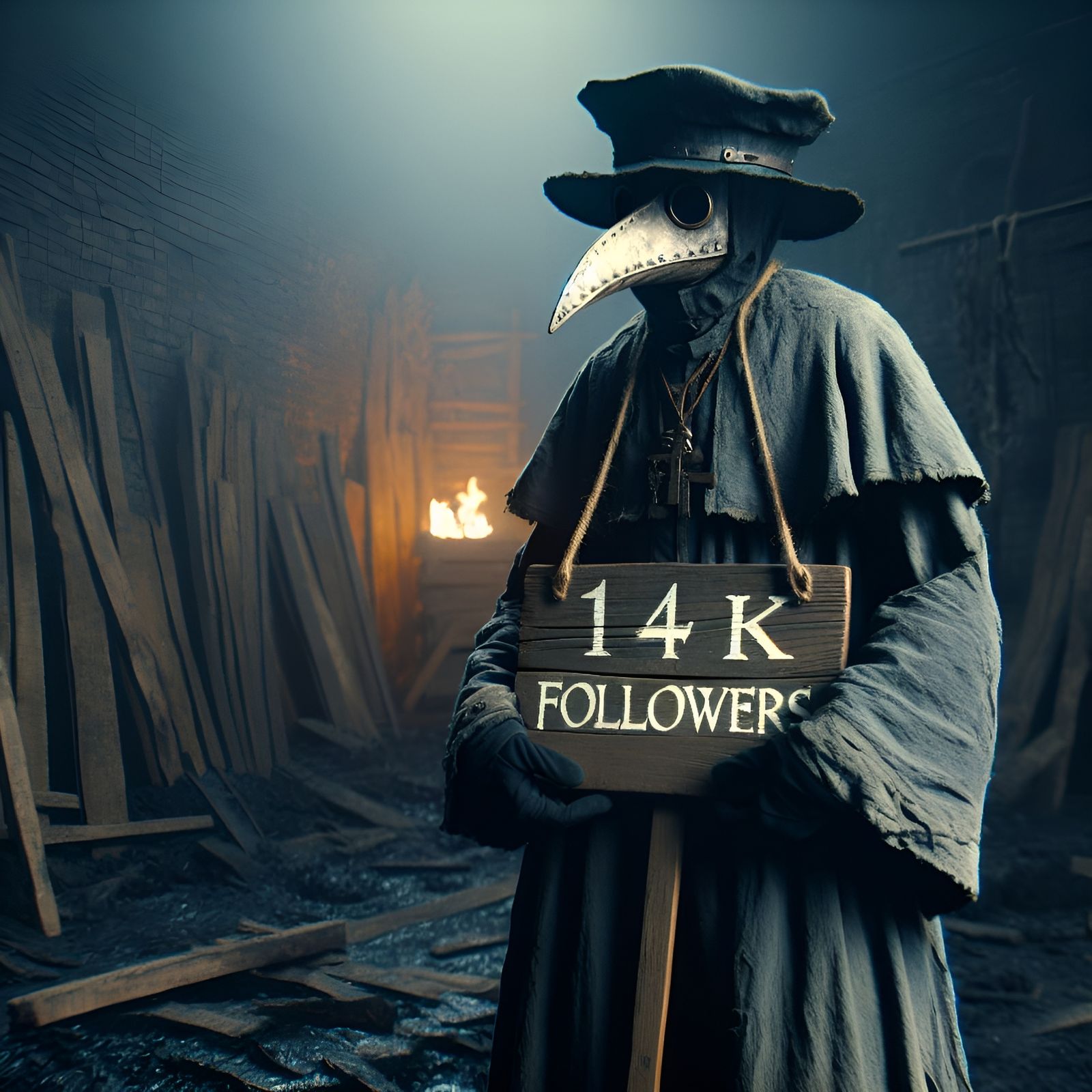 Plague Doctor Celebrates Followers in Dark Village