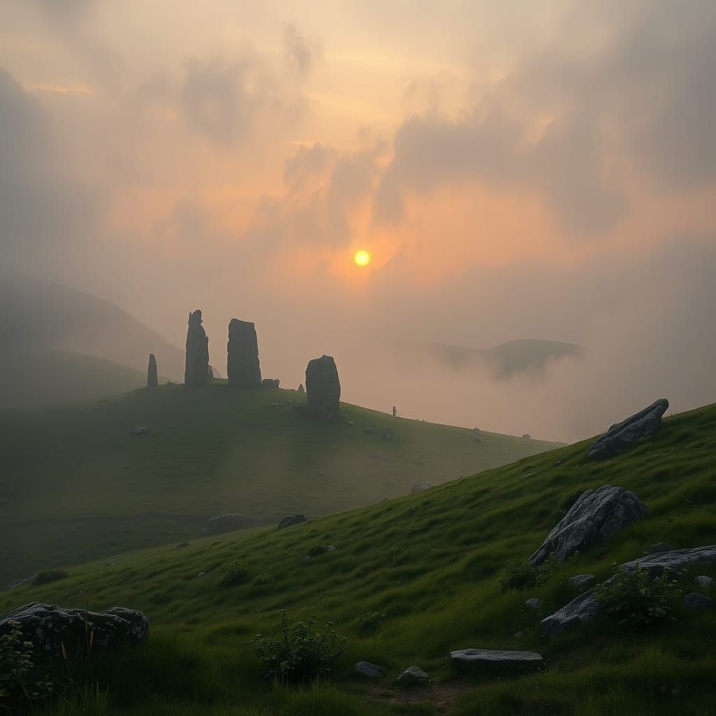 Serene Dawn in Ancient Neolithic Europe