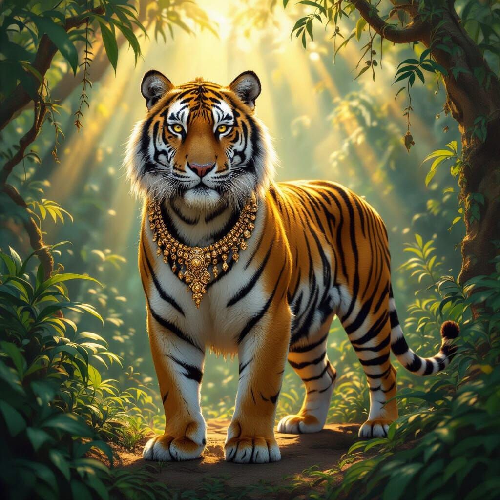 Majestic Tiger in Golden Jungle Light
