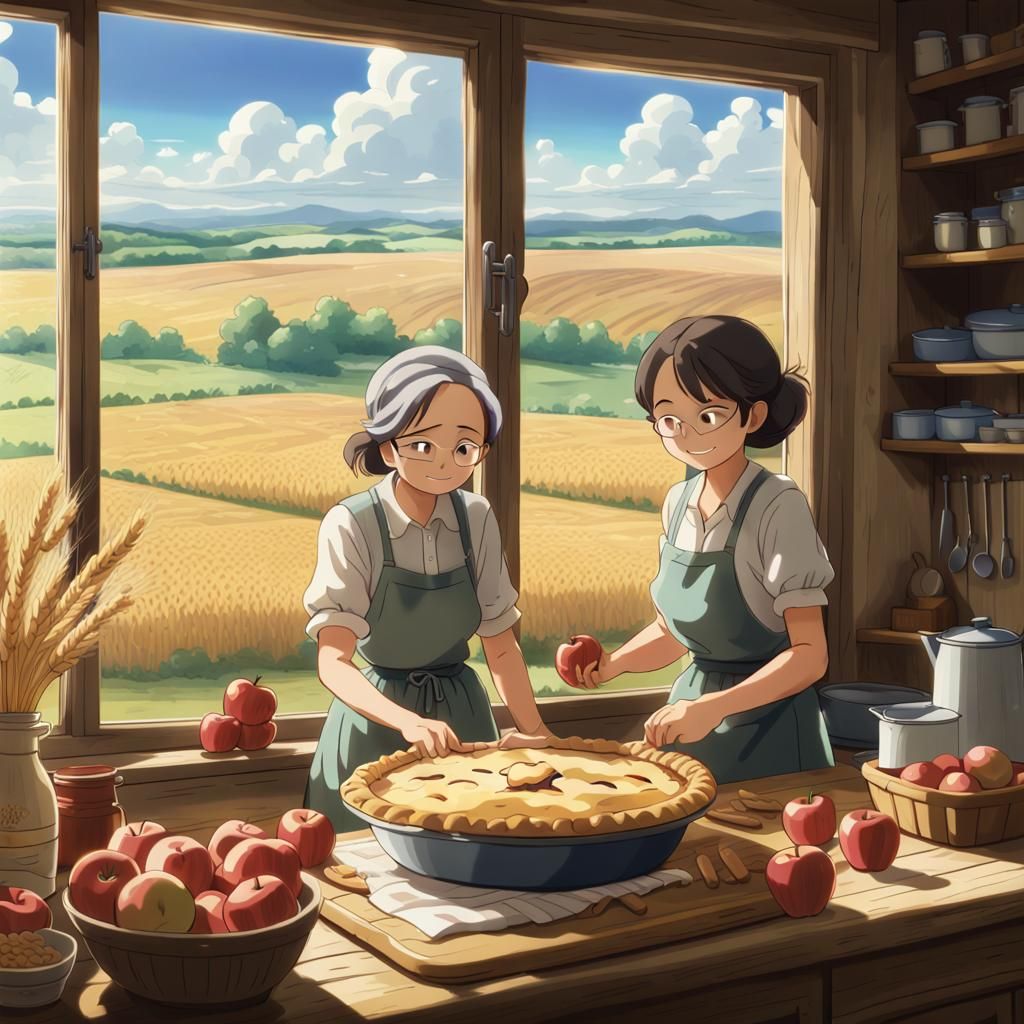 Grandma Bakes Apple Pie: Studio Ghibli Style