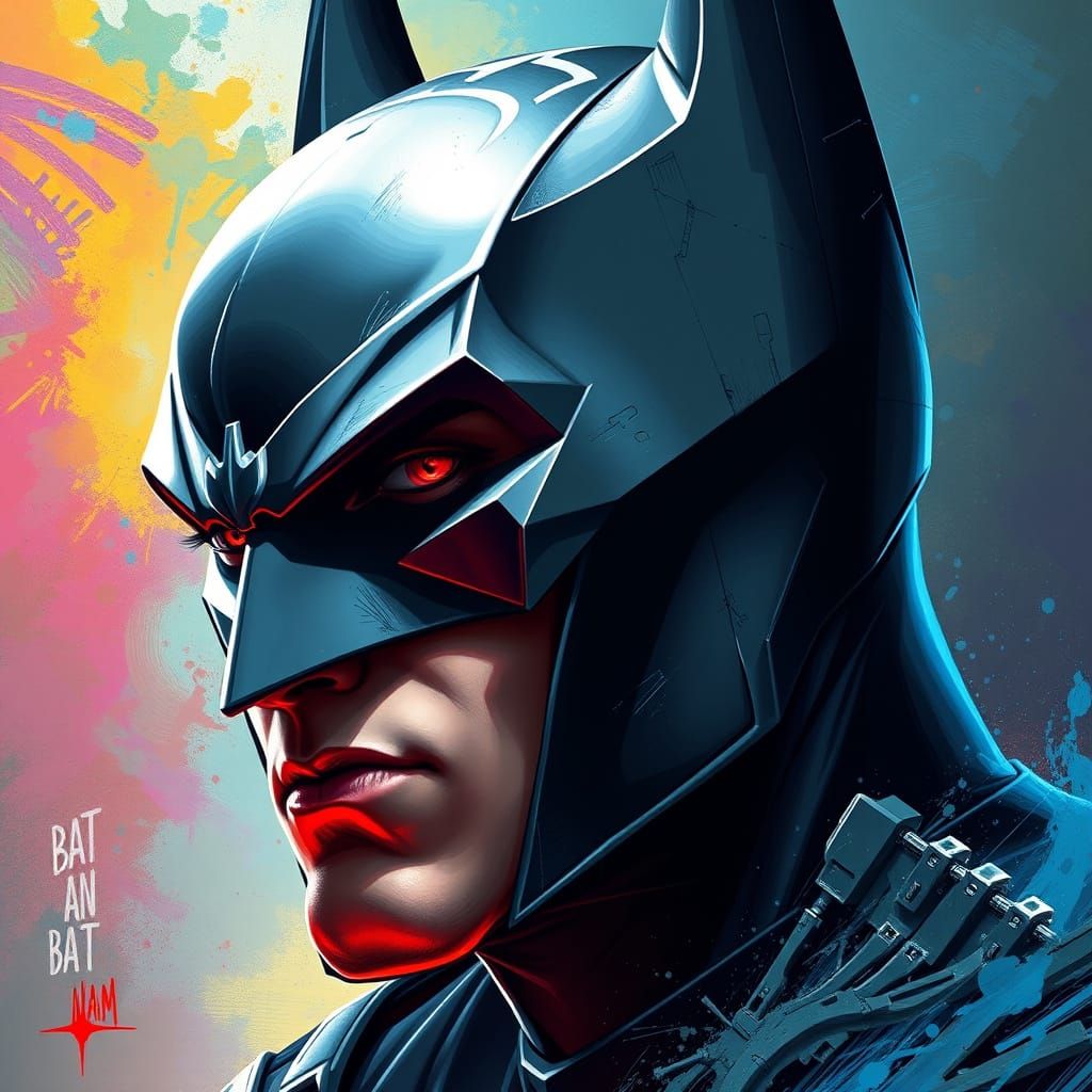 Hyperrealistic Portrait of Batman Beyond in Splash Art Style
