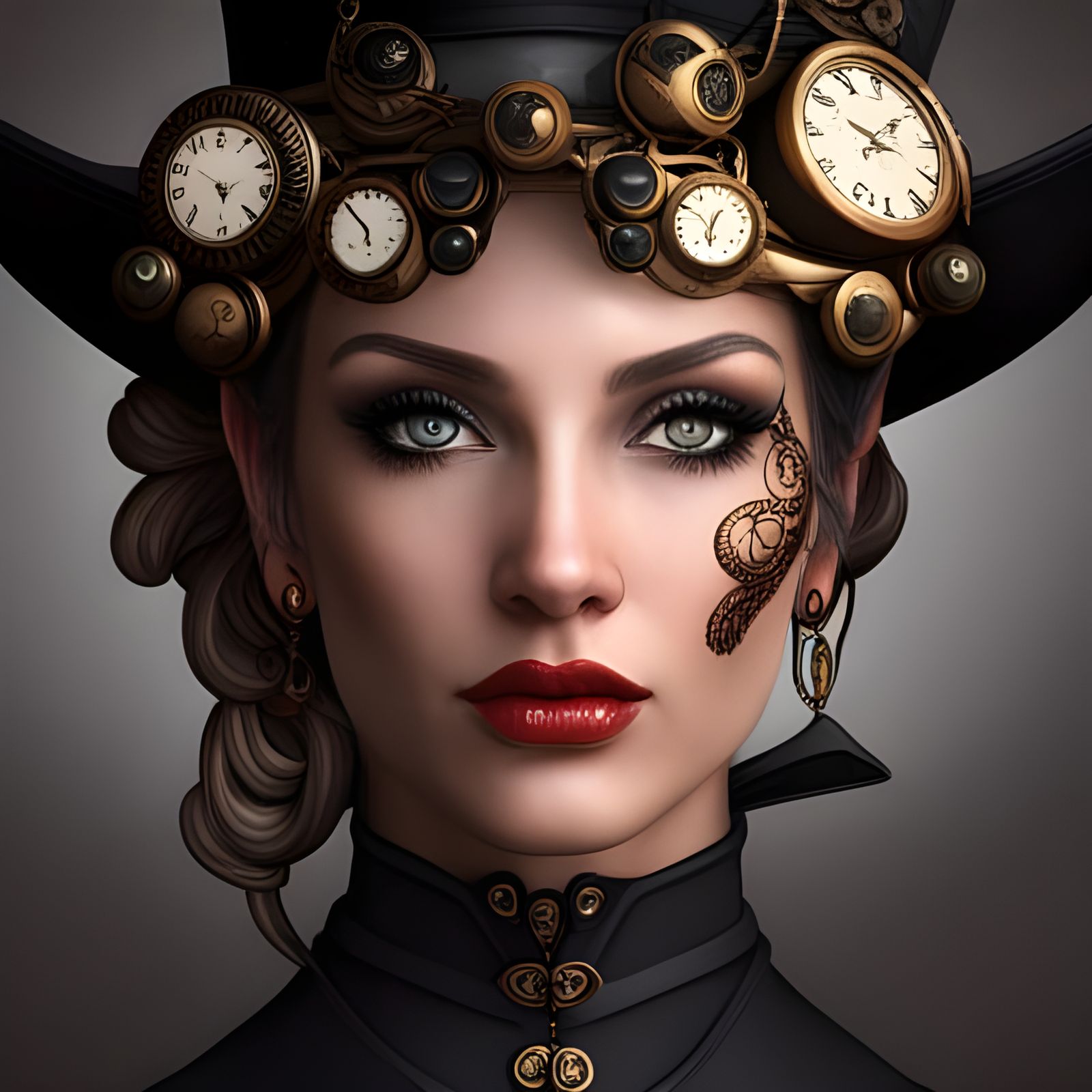 Steampunk Lady Portrait with Clockwork Hat