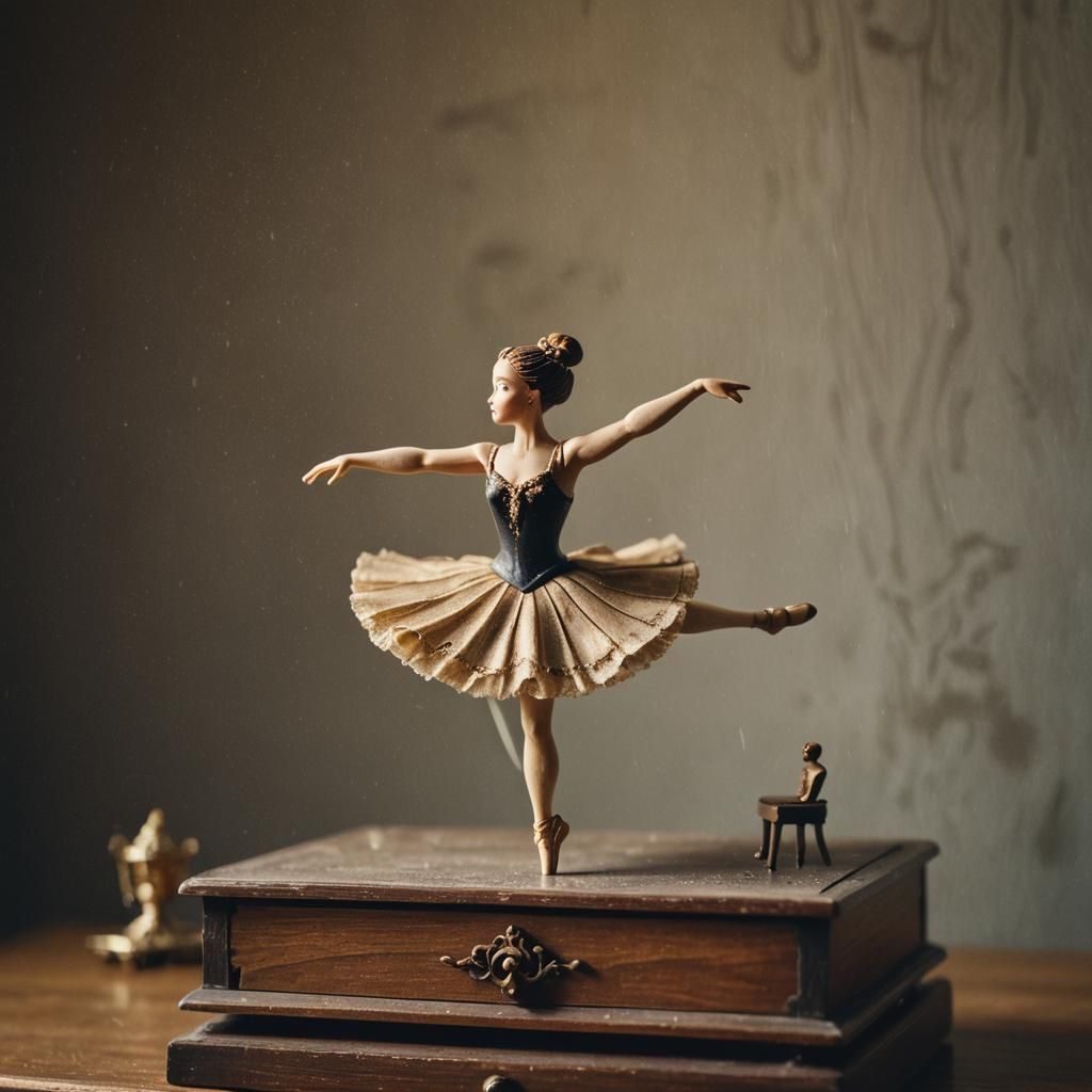 Eerie Ballerina Music Box in Dark Academia Style