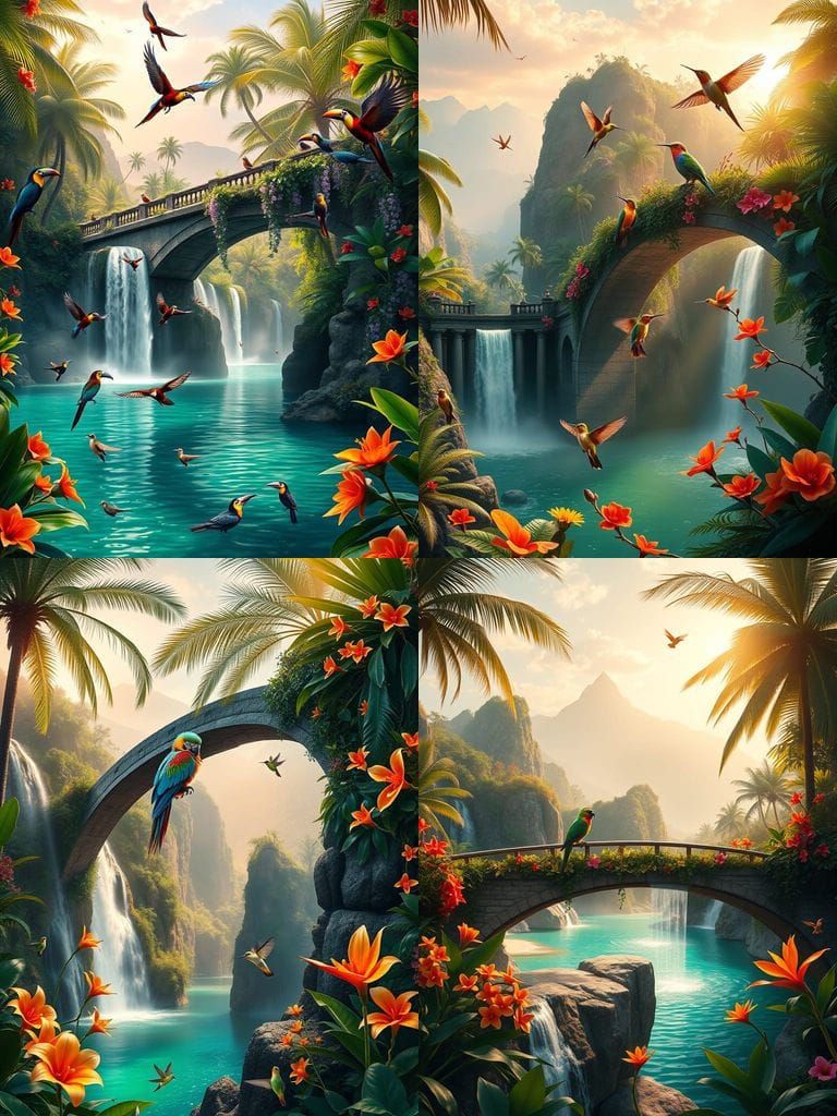 Tropical Paradise Scene in Photo Realistic Digital Art