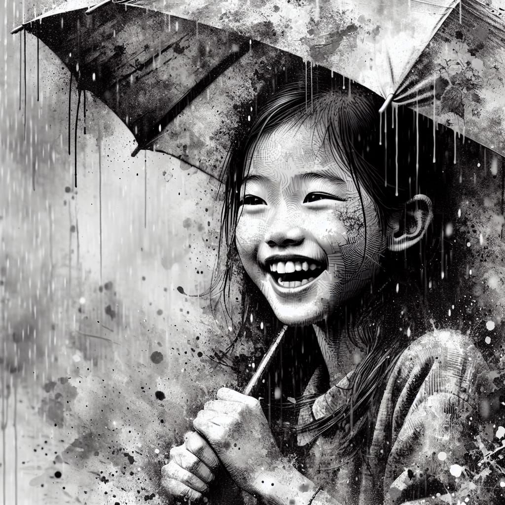 Innocent Child Finds Solace in Rainy Afternoon