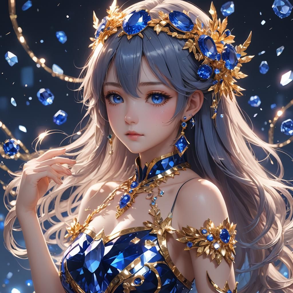 Sparkly Sapphire in 3D Anime Style