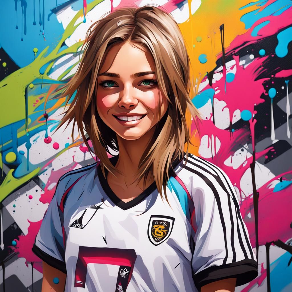 Teenage Girl in Colorful Graffiti Art Style