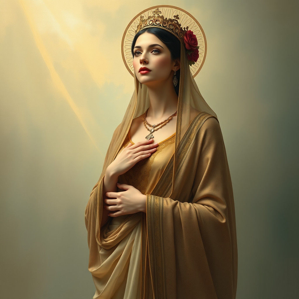 Regal Woman Embodies Patience in Klimt Style