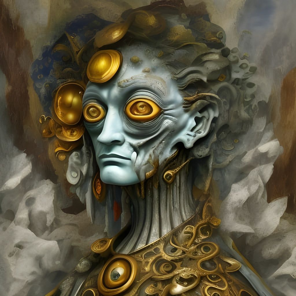 Cupid Statue in Fountain with Surreal Style