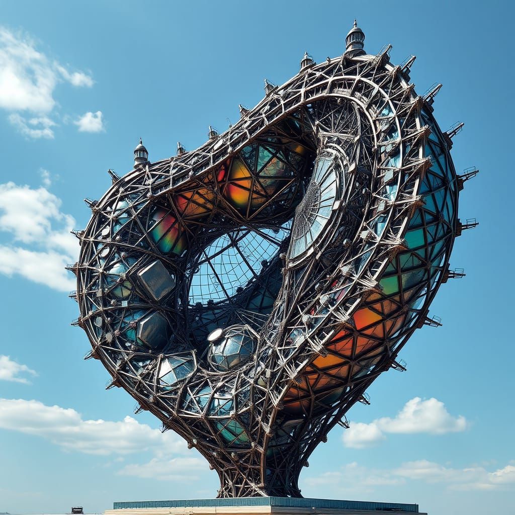 Majestic, Gravity-Defying Sculpture in Cyberpunk Style