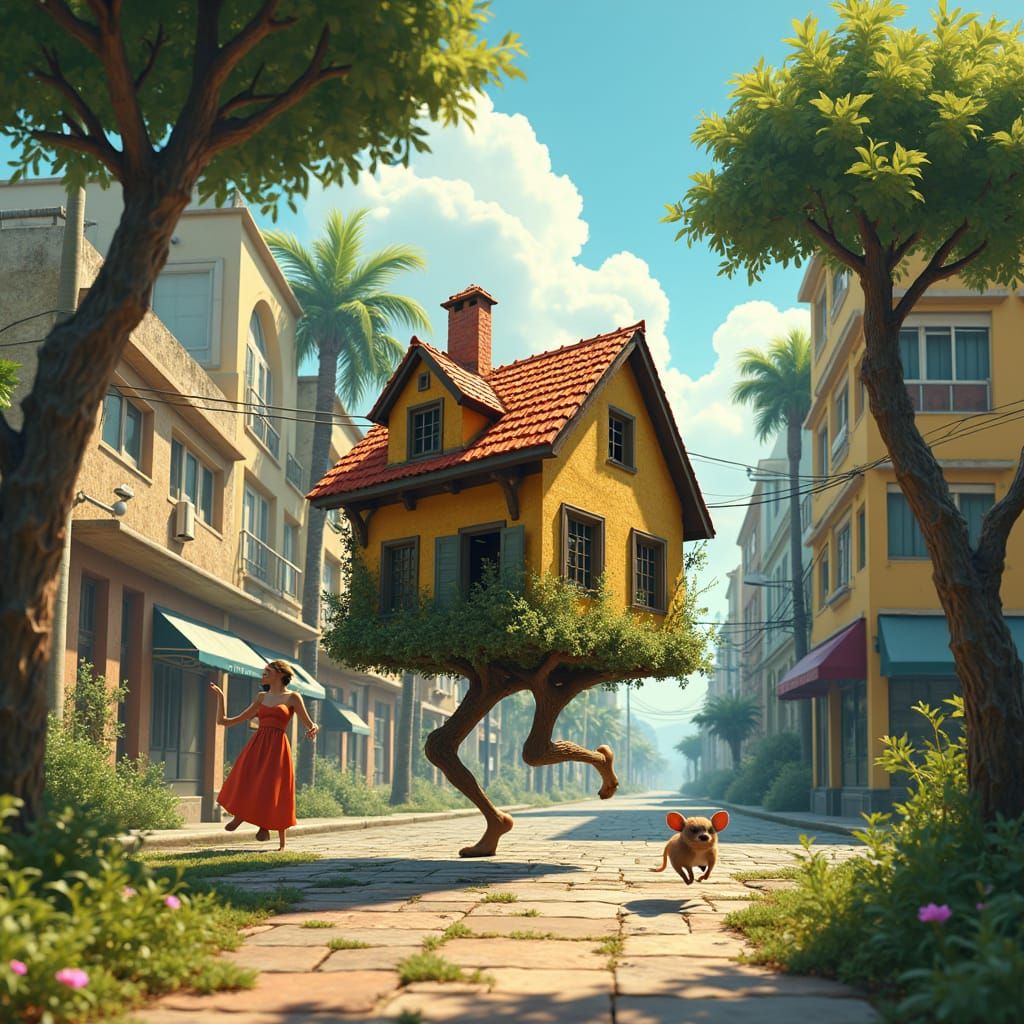 House Chasing Mouse in Rio: A Surreal Spectacle