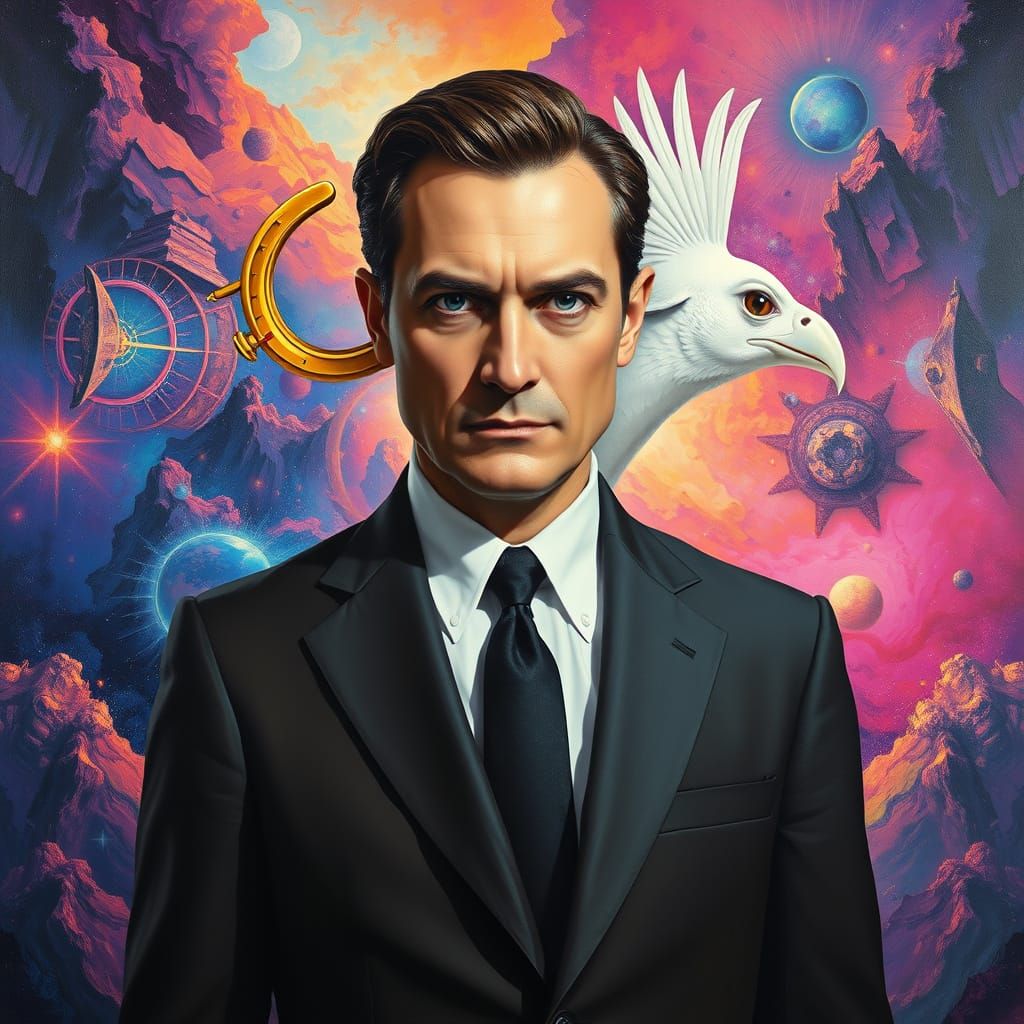 Cosmic Suit: Surreal Portrait in Dreamscape