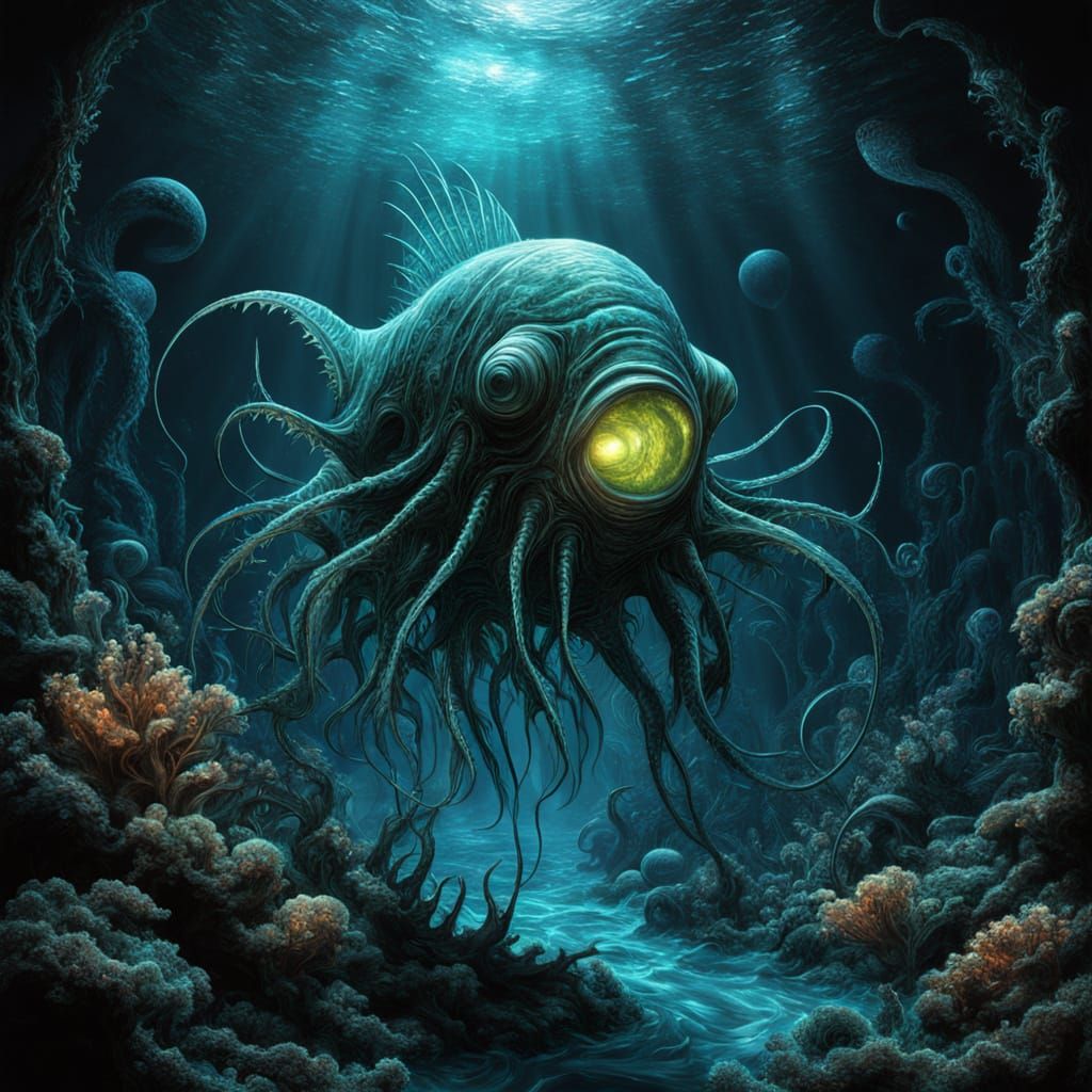 Alien Anglerfish Lurks in Cosmic Horror Ocean