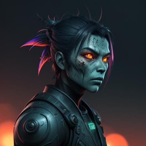 Radioactive Zombie in Post-Apocalyptic Anime Style