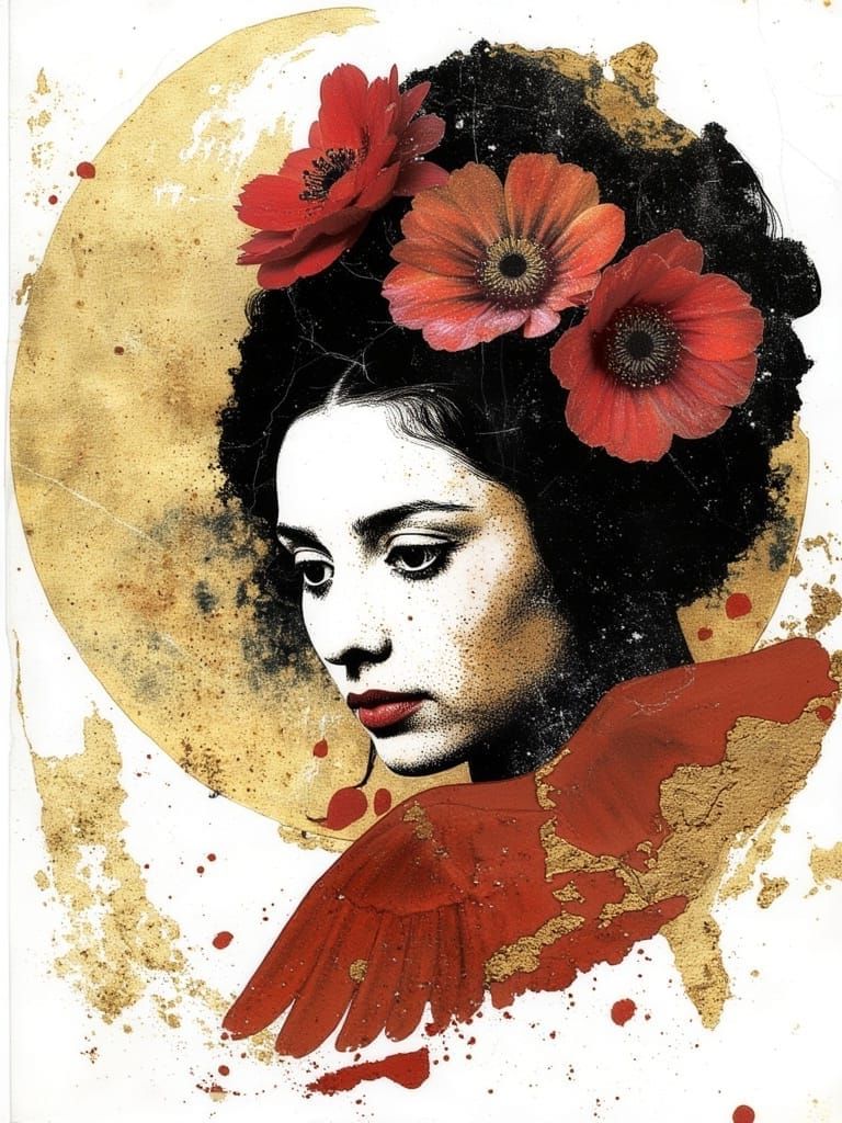 Golden Geisha in Whirling Motion, Inspired by Spanish Flamen...