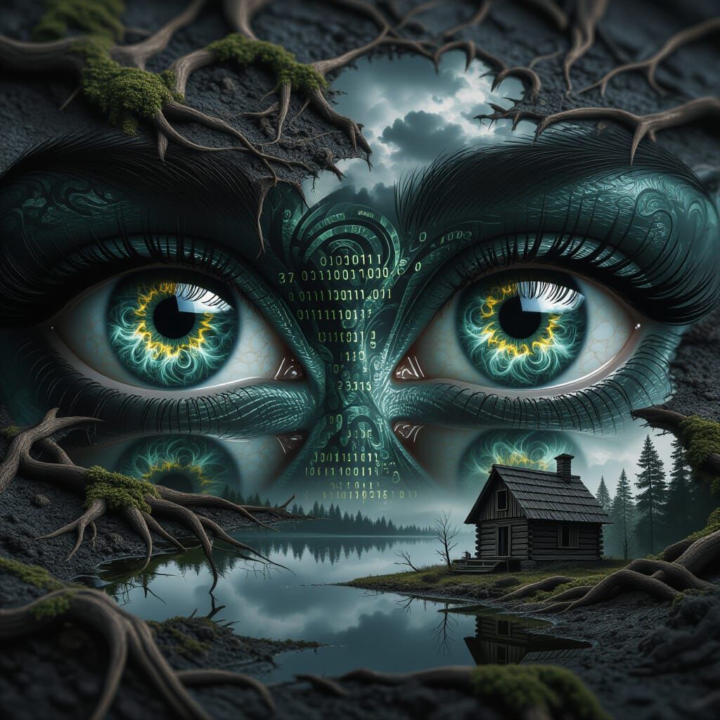 Surreal Eyes with Fractal Iris, Digital Art